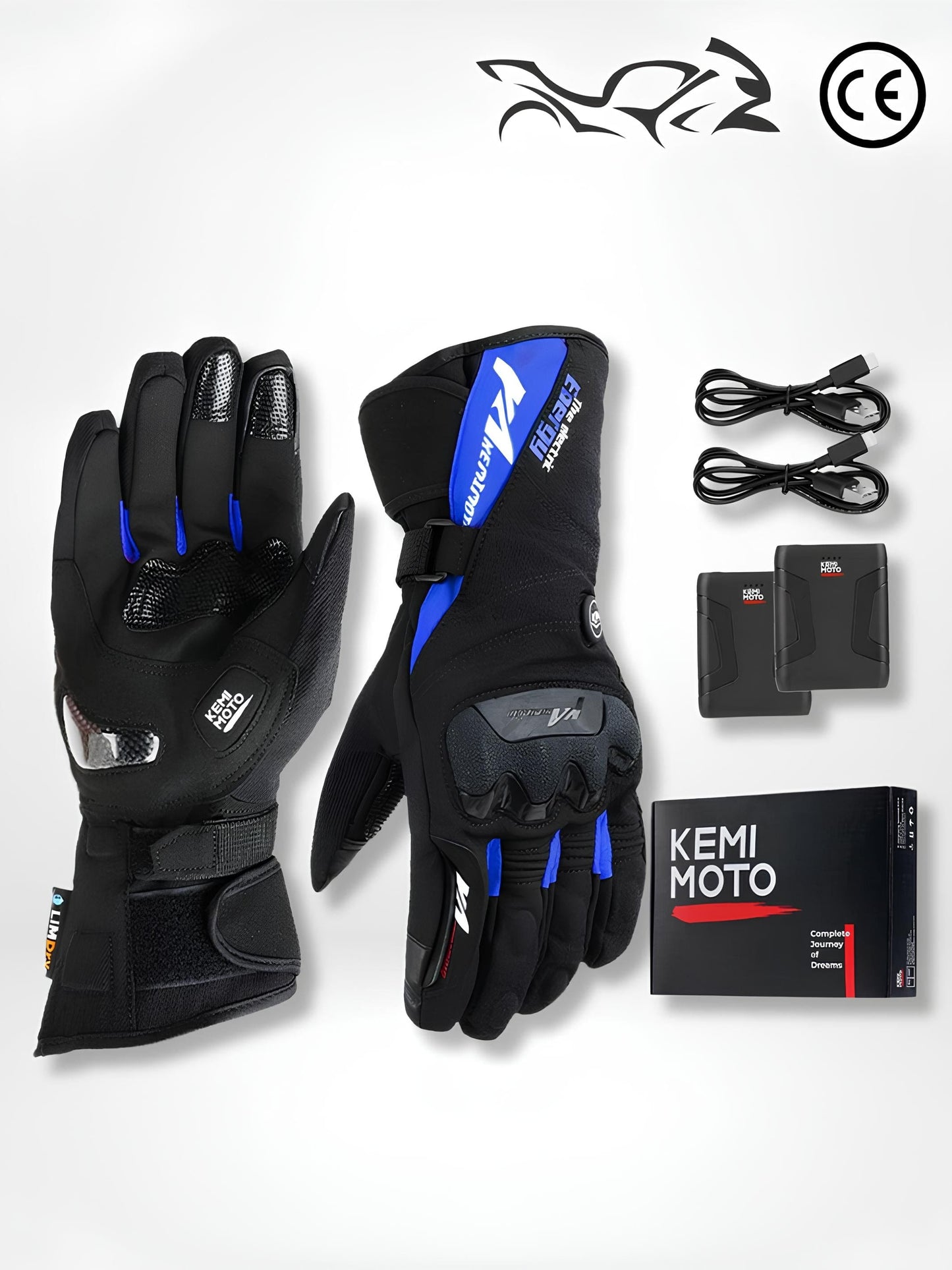GantsDeStyle® 8012BL PRO / M Gants chauffants | Moto