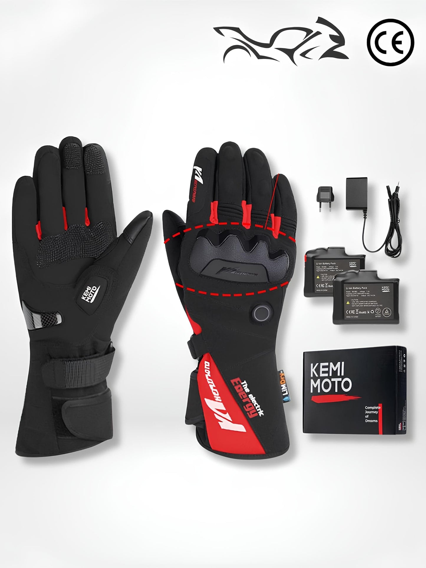 GantsDeStyle® 8012RD For Moto / M Gants chauffants | Moto