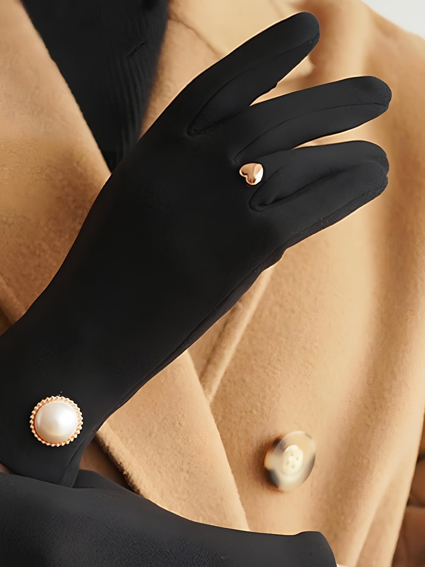 GantsDeStyle® black Gants femme | Élégante perle