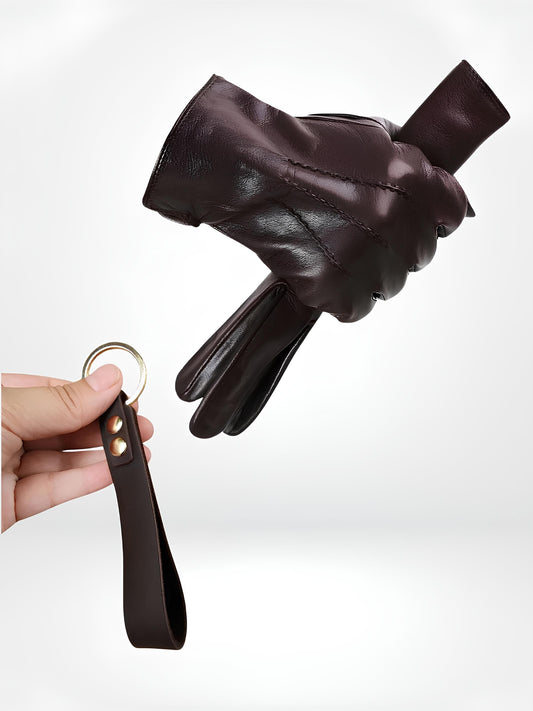 GantsDeStyle® Dark Brown / L / Classic Brown Gants en cuir & Porte clé Vintage