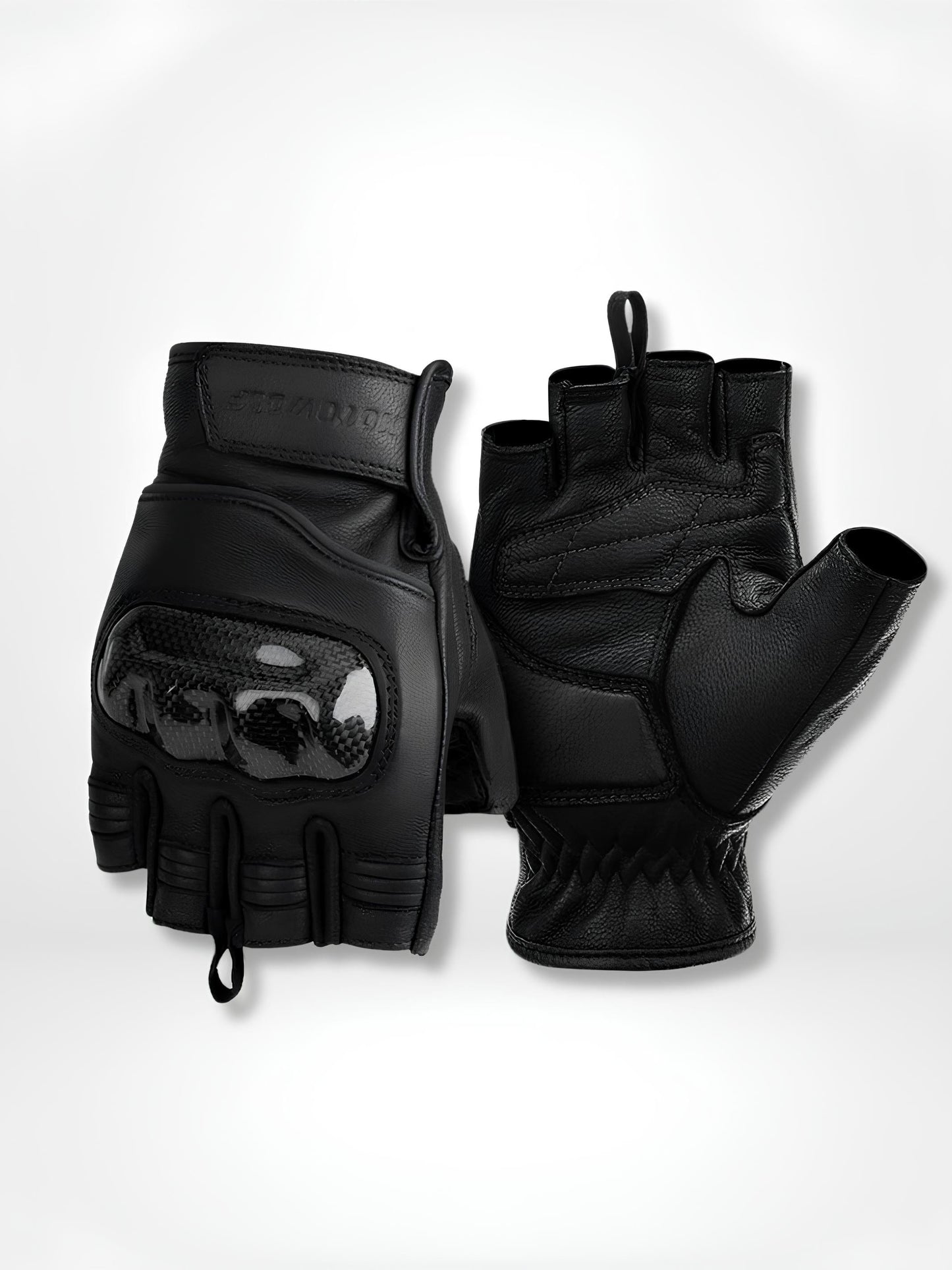 GantsDeStyle® black / XL Gants moto | Demi-doigts Cuir véritable