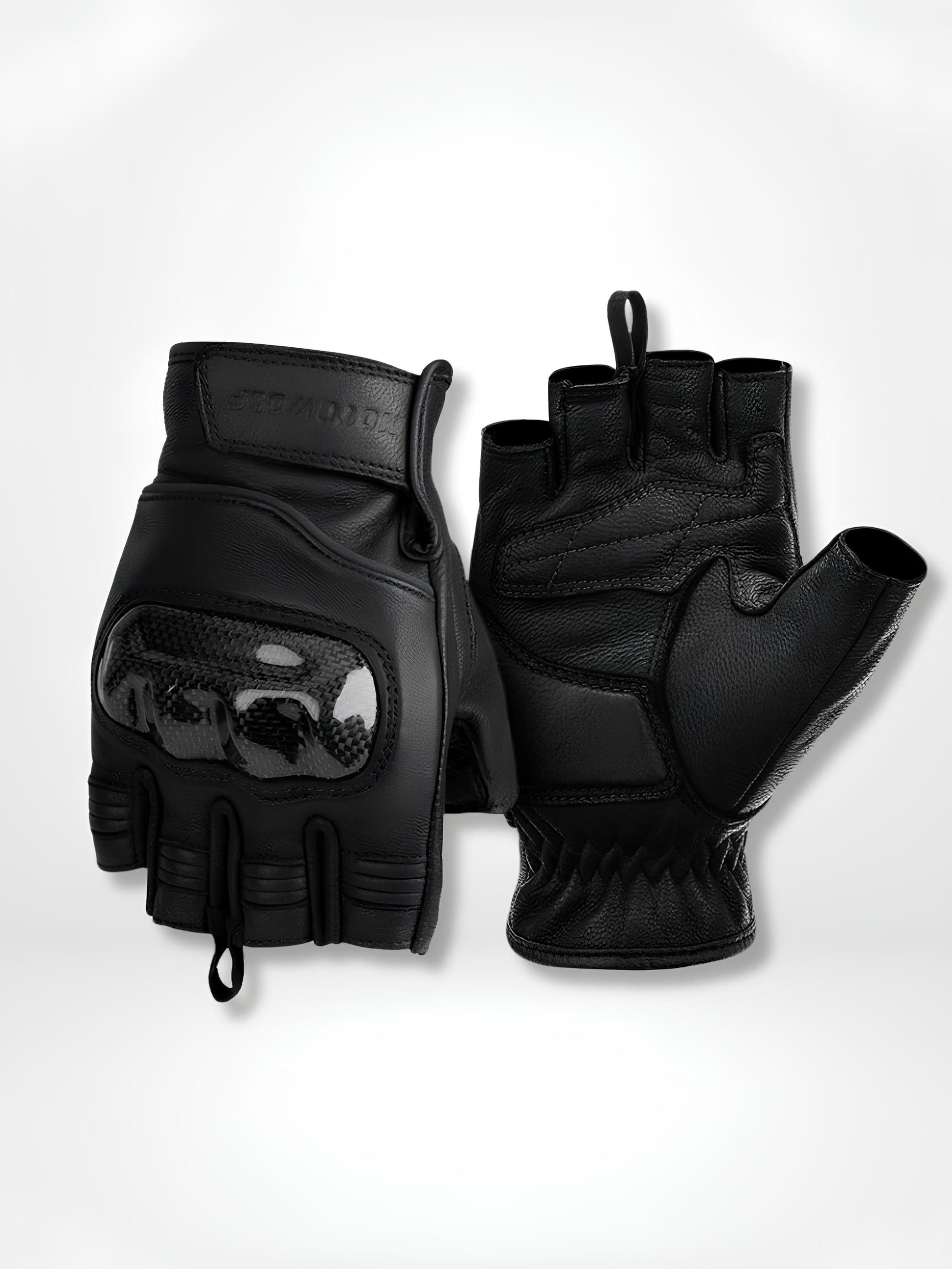 GantsDeStyle® black / XL Gants moto | Demi-doigts Cuir véritable