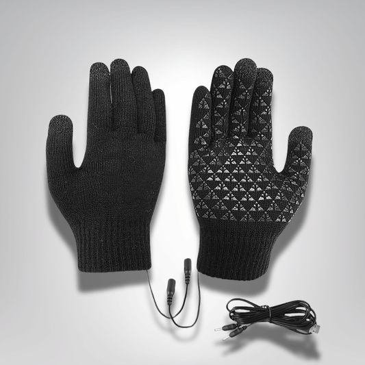 GantsDeStyle® Noir Gants Tricotés Chauffants USB | Écran Tactile, Antidérapants, Sports d'Hiver