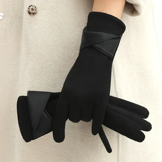 GantsDeStyle® Noir / Taille Unique Gants Femme Daim Premium | Élégance & Chaleur Hivernale