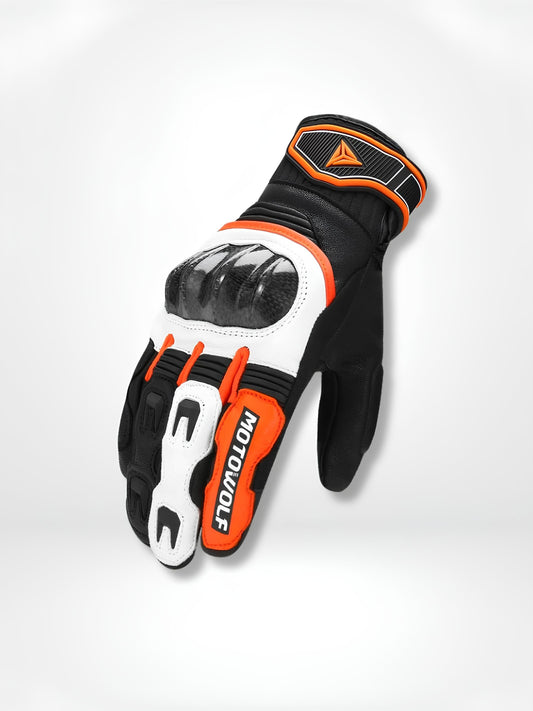 GantsDeStyle® Orange leather glove / M Gants moto | Vega Version