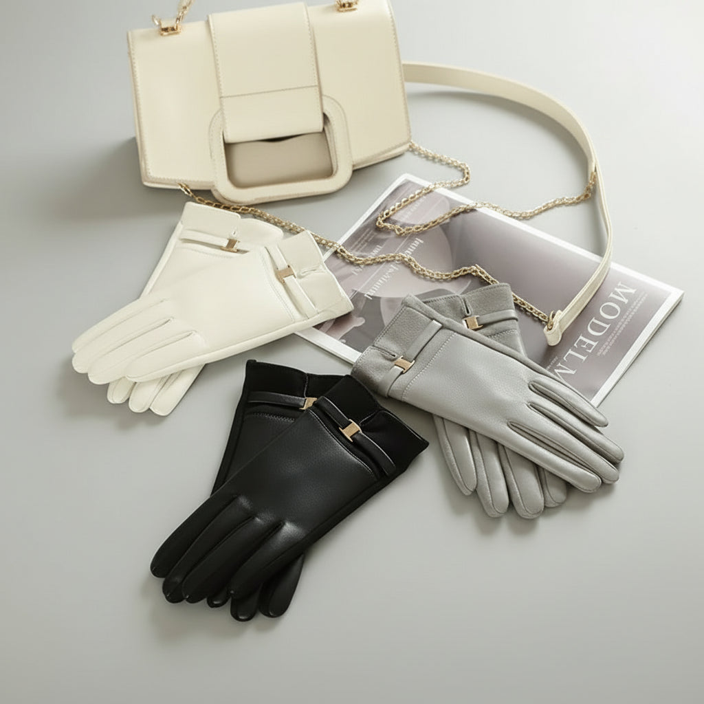 GantsDeStyle® Women Winter Thick Suede Leather Gloves Fashion Elegant Retro Cycling Drive Keep Warm Touch Screen Windproof  Soft Comfortable